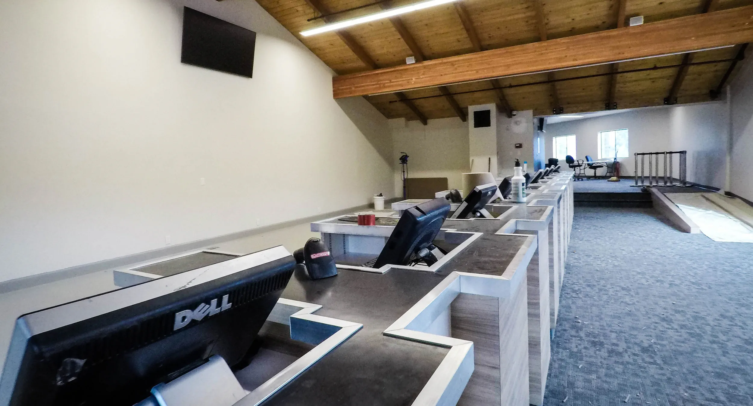 Empty, newly remodeled rentals shop for ski and snowboard